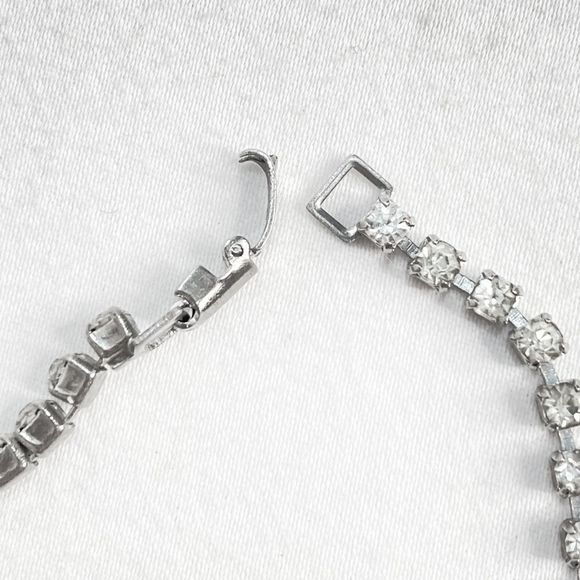 Choker Necklace Clear Rhinestone Strand Formal Evening Wear Box Clasp - Picture 6 of 9